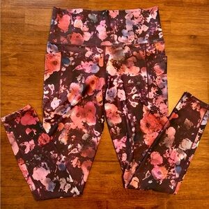 Athleta Floral Leggings - Pink and Purple - Size Medium